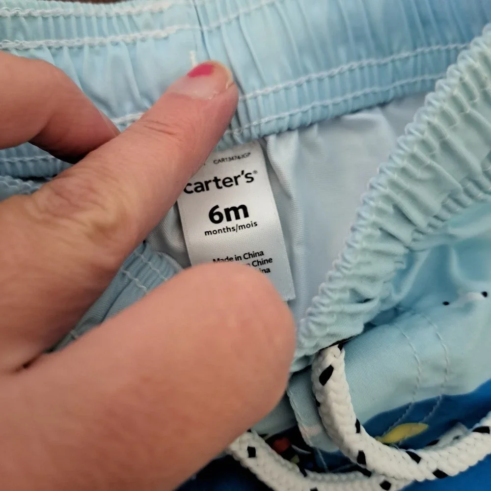 Carters Baby Boy Nautical Sailboat Lighthouse Swim Trunks Blue 6 Months